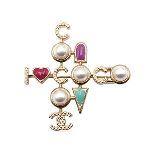 Chanel Cc Gold Plated Faux Pearl I Heart Coco Brooch
